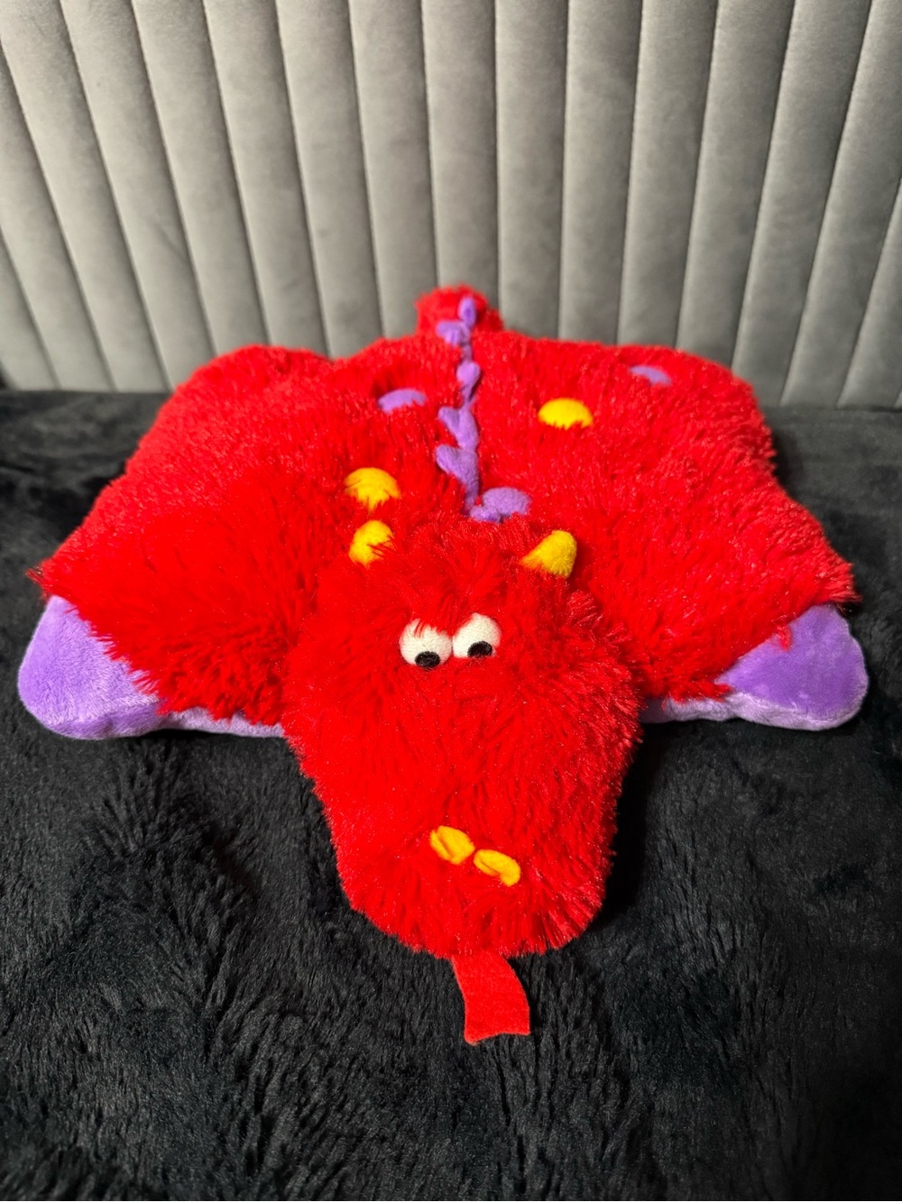 Pillow Pets Pee-Wees Red Dragon Plush Mini Pillow Pet Purple Belly 2010